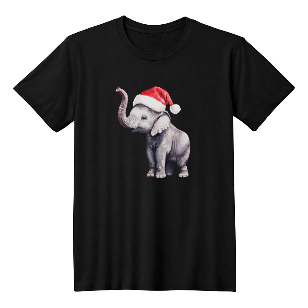 Cute Animal Christmas Shirt 2024 - Baby Elephant Christmas Hat