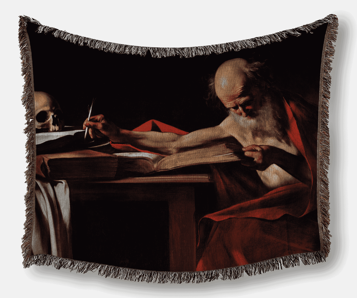 Saint Jerome in His Study by Caravaggio on a Heirloom Tapestry