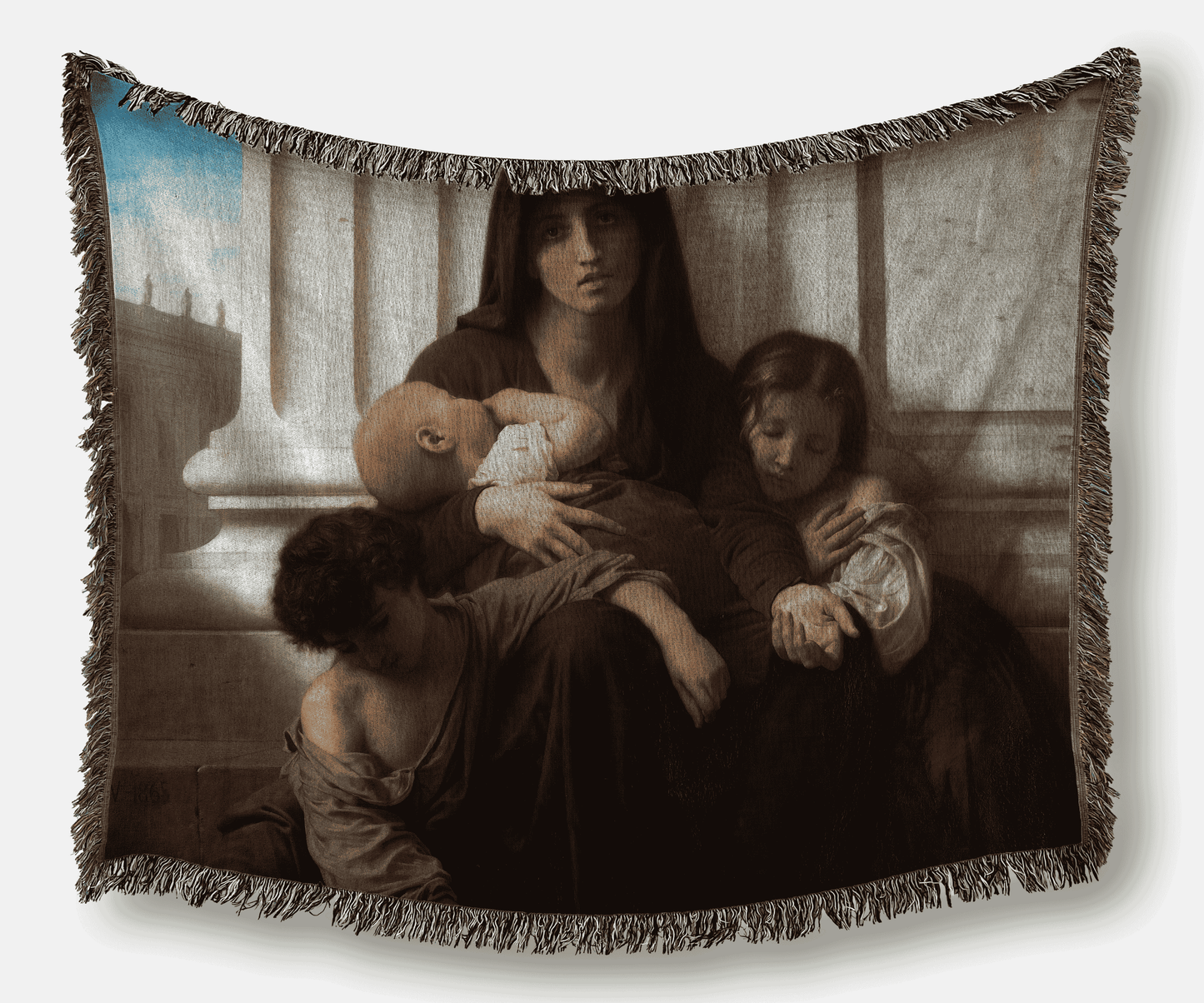 Indigent Family (Charity) by William Bouguereau Printed on Heirloom Tapestry