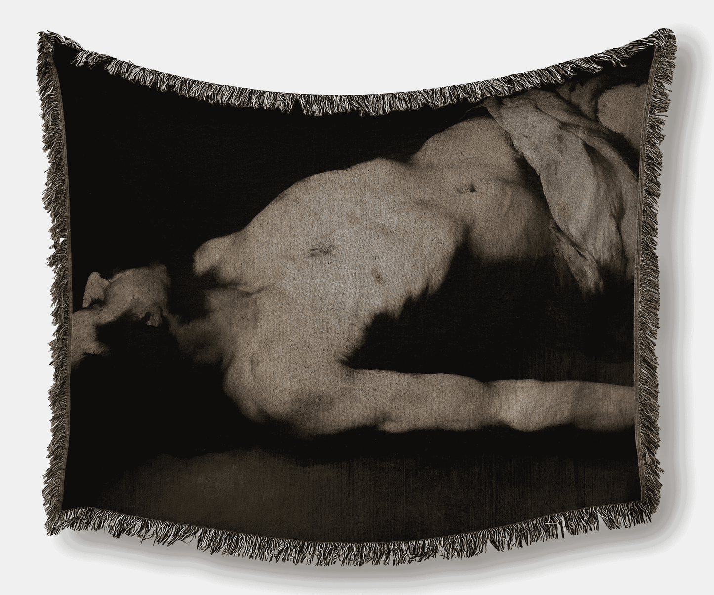 A Man Laying on the Floor Printed on Heirloom Tapestry