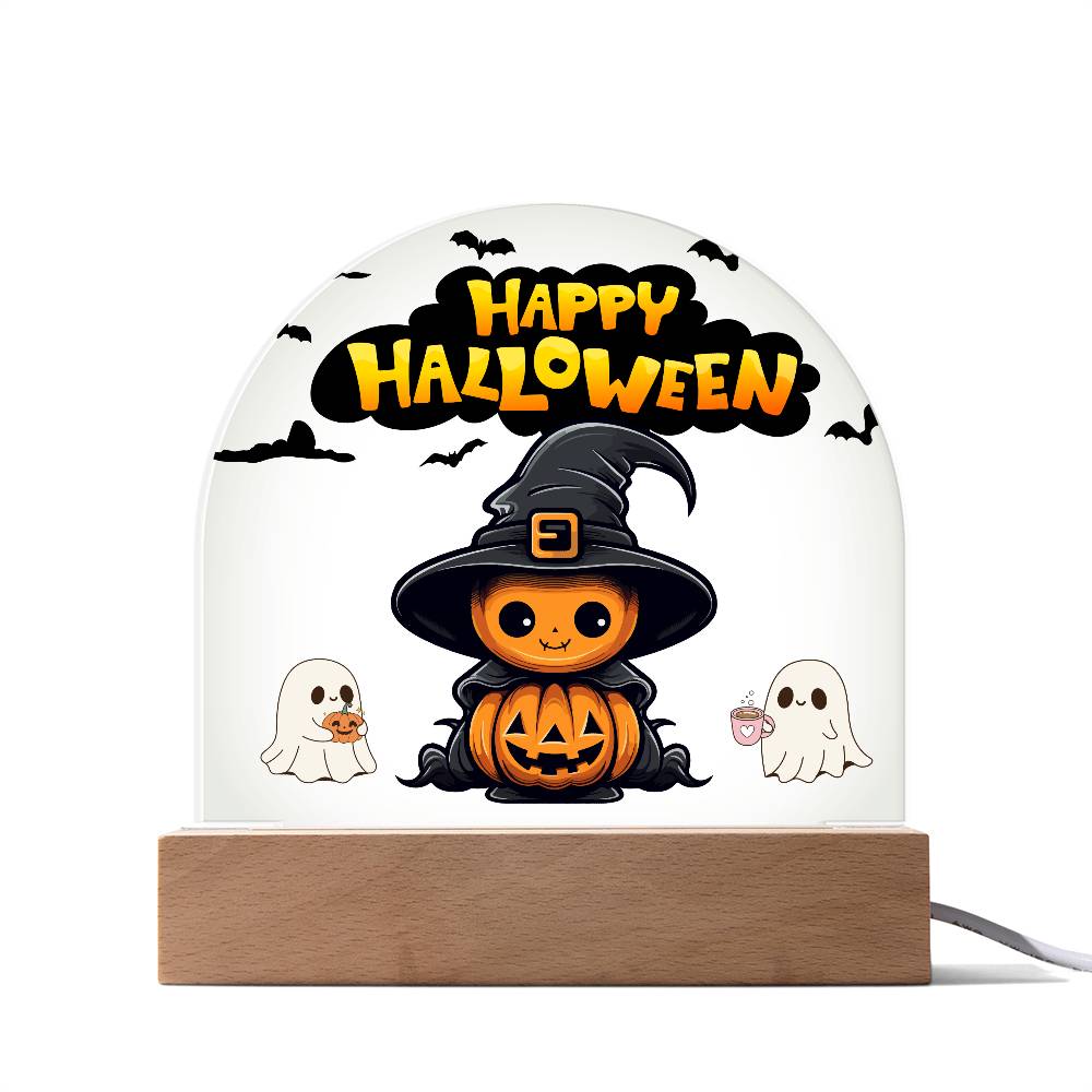 Happy Halloween Cute Pumpkin Home Decor | Acrylic Plaque with LED Light