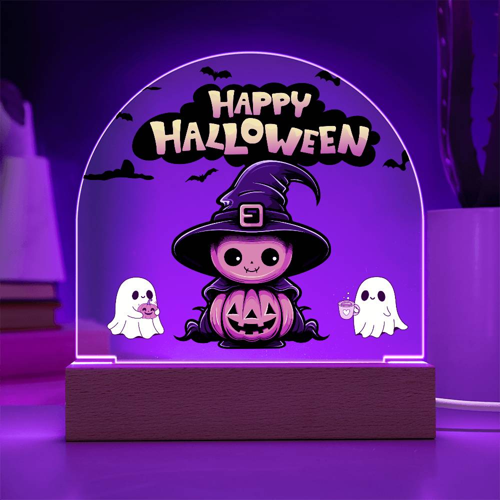 Happy Halloween Cute Pumpkin Home Decor | Acrylic Plaque with LED Light