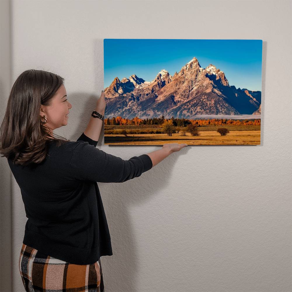 Mountain of Grand Teton National Park on Glossy Metal Print