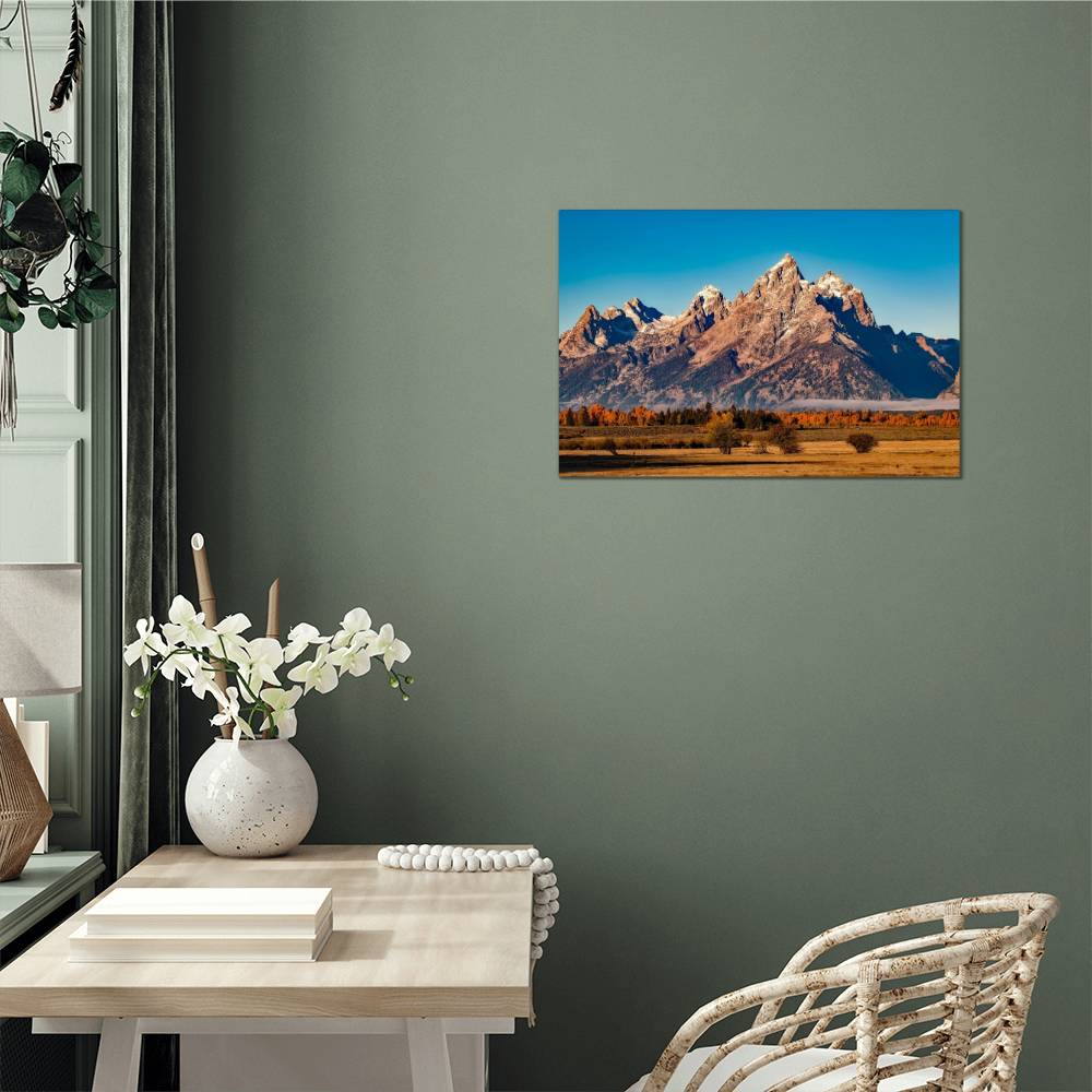 Mountain of Grand Teton National Park on Glossy Metal Print