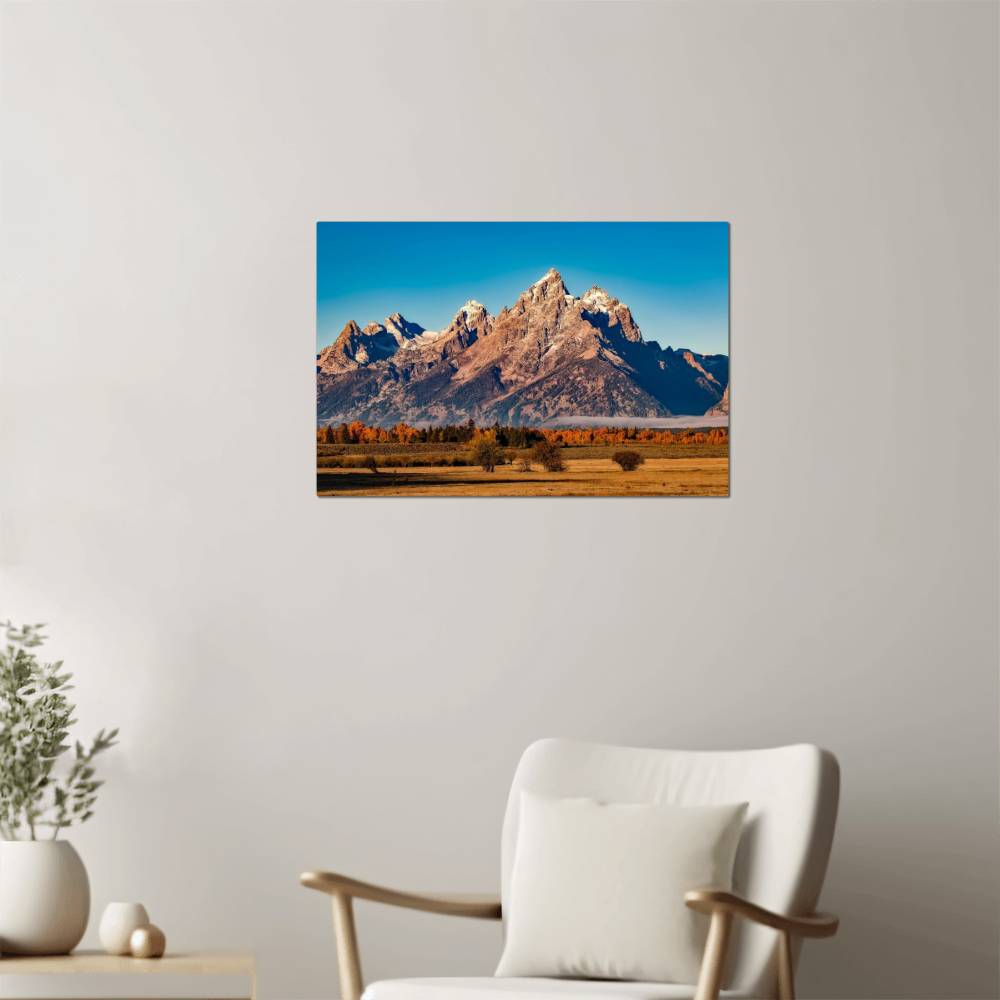 Mountain of Grand Teton National Park on Glossy Metal Print