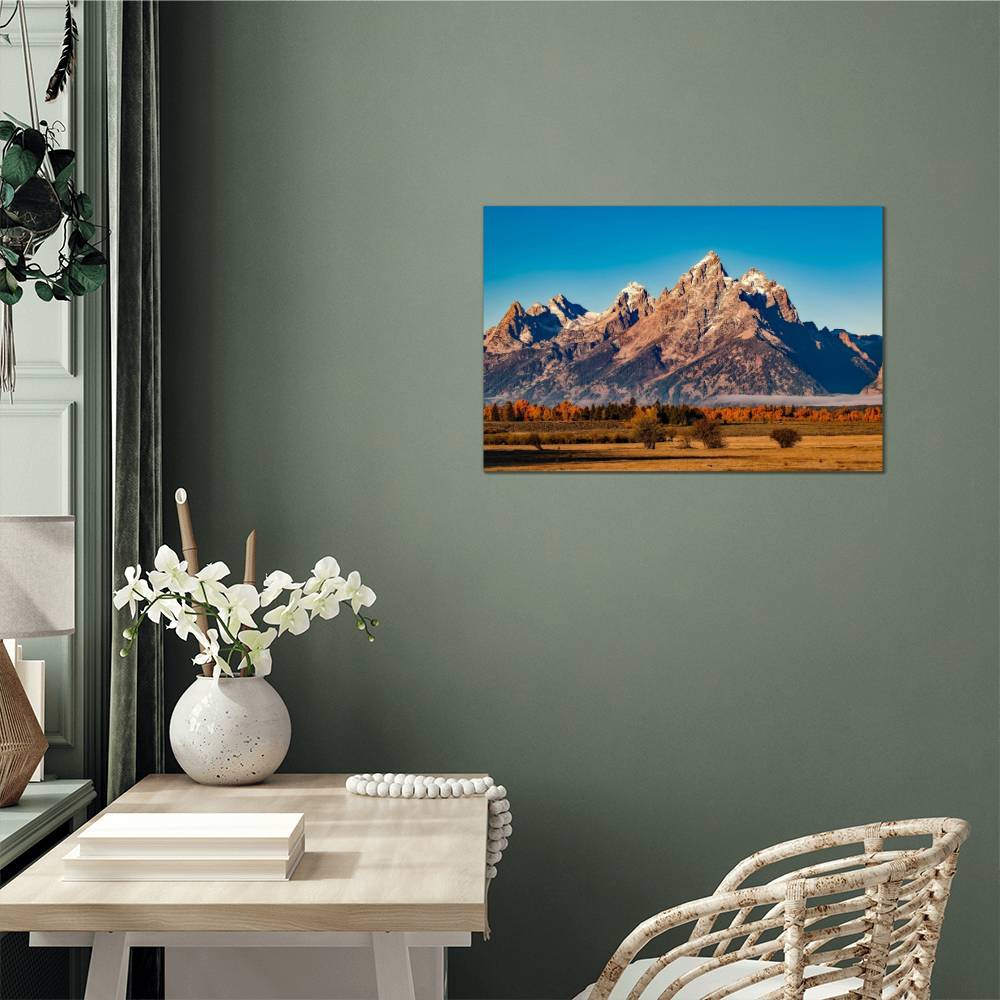 Mountain of Grand Teton National Park on Glossy Metal Print