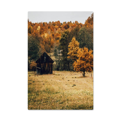 A Shack in Autumn Forest Metal Print | Fall Wall Art 2024