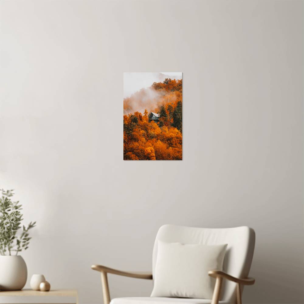 Misty Autumn Forest Metal Print | Fall Wall Art 2024