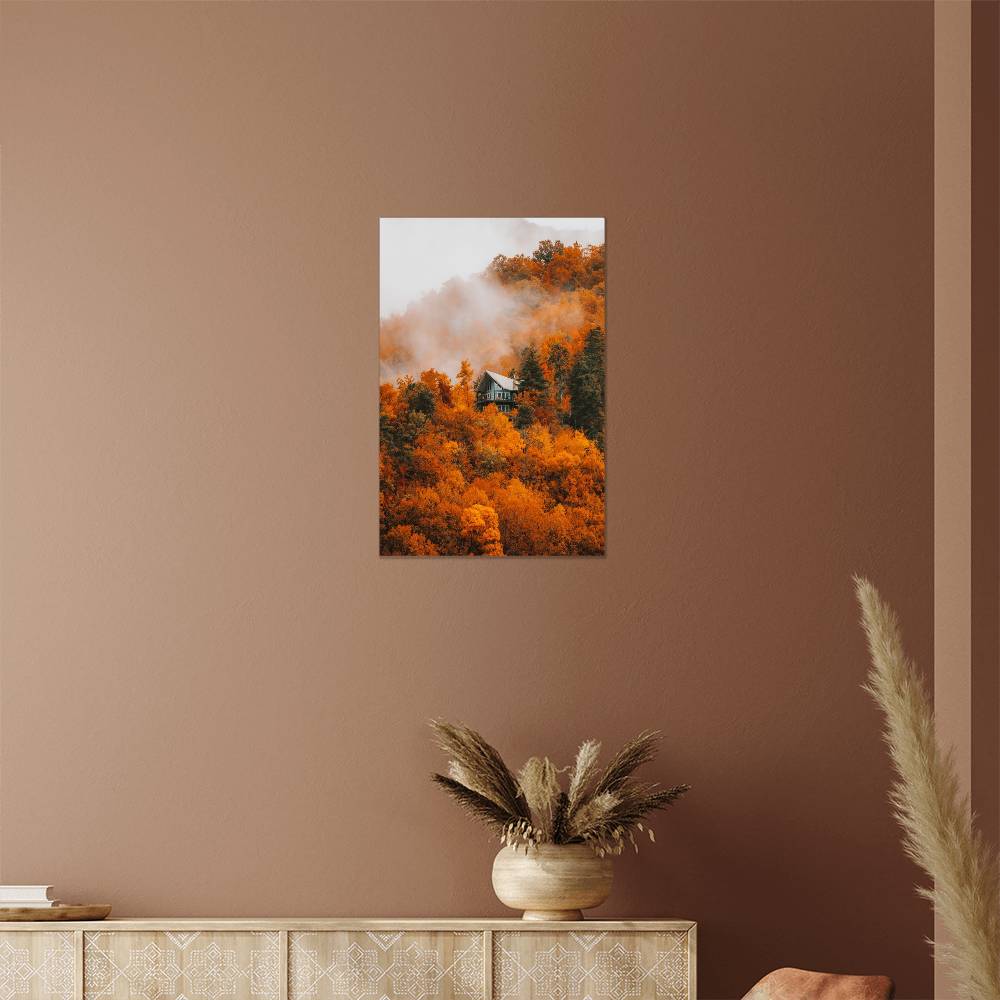 Misty Autumn Forest Metal Print | Fall Wall Art 2024