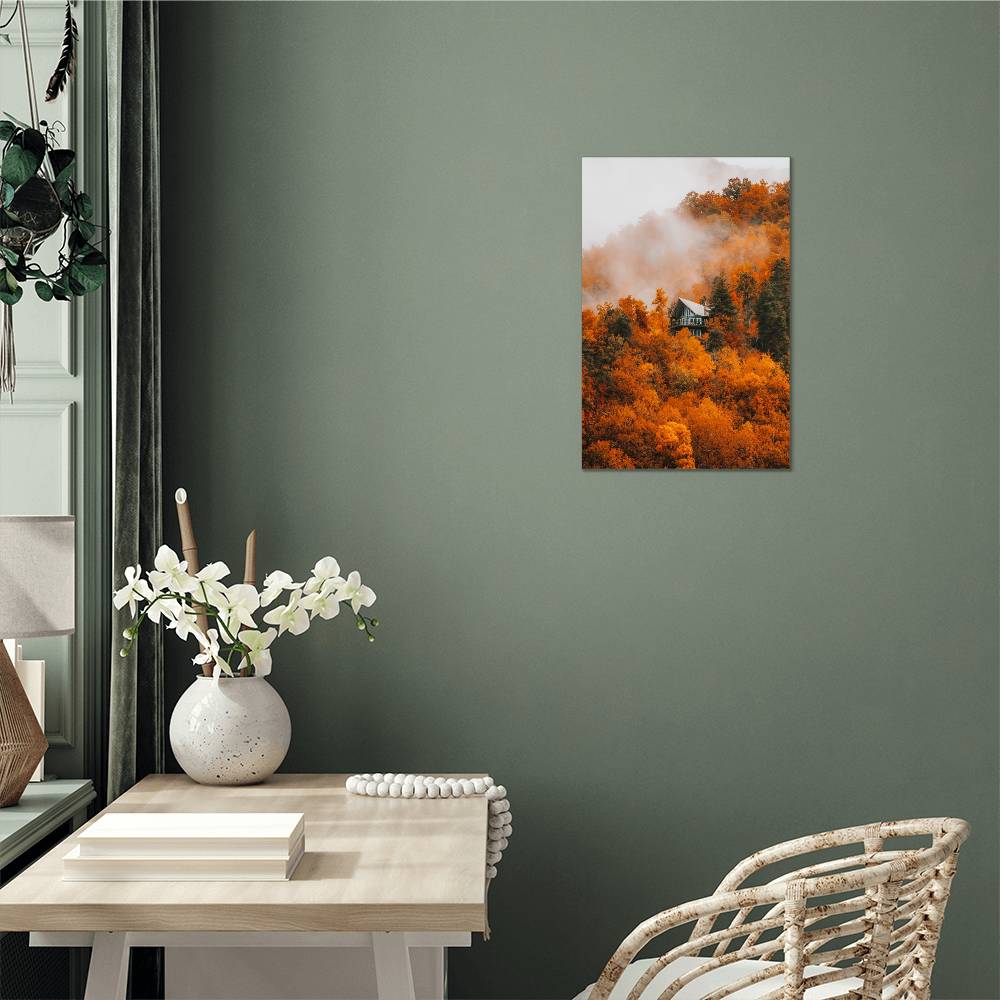 Misty Autumn Forest Metal Print | Fall Wall Art 2024