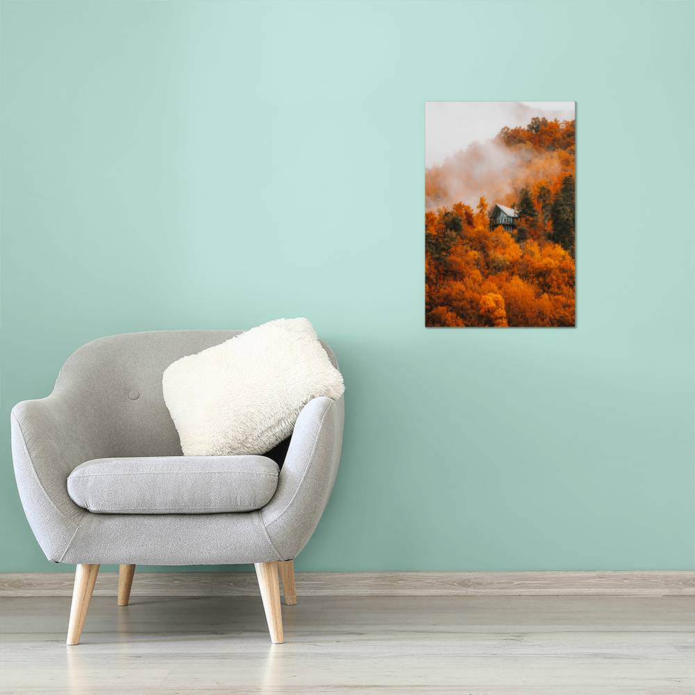 Misty Autumn Forest Metal Print | Fall Wall Art 2024