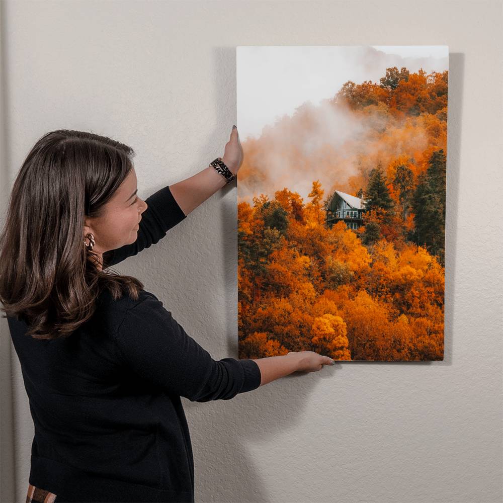 Misty Autumn Forest Metal Print | Fall Wall Art 2024