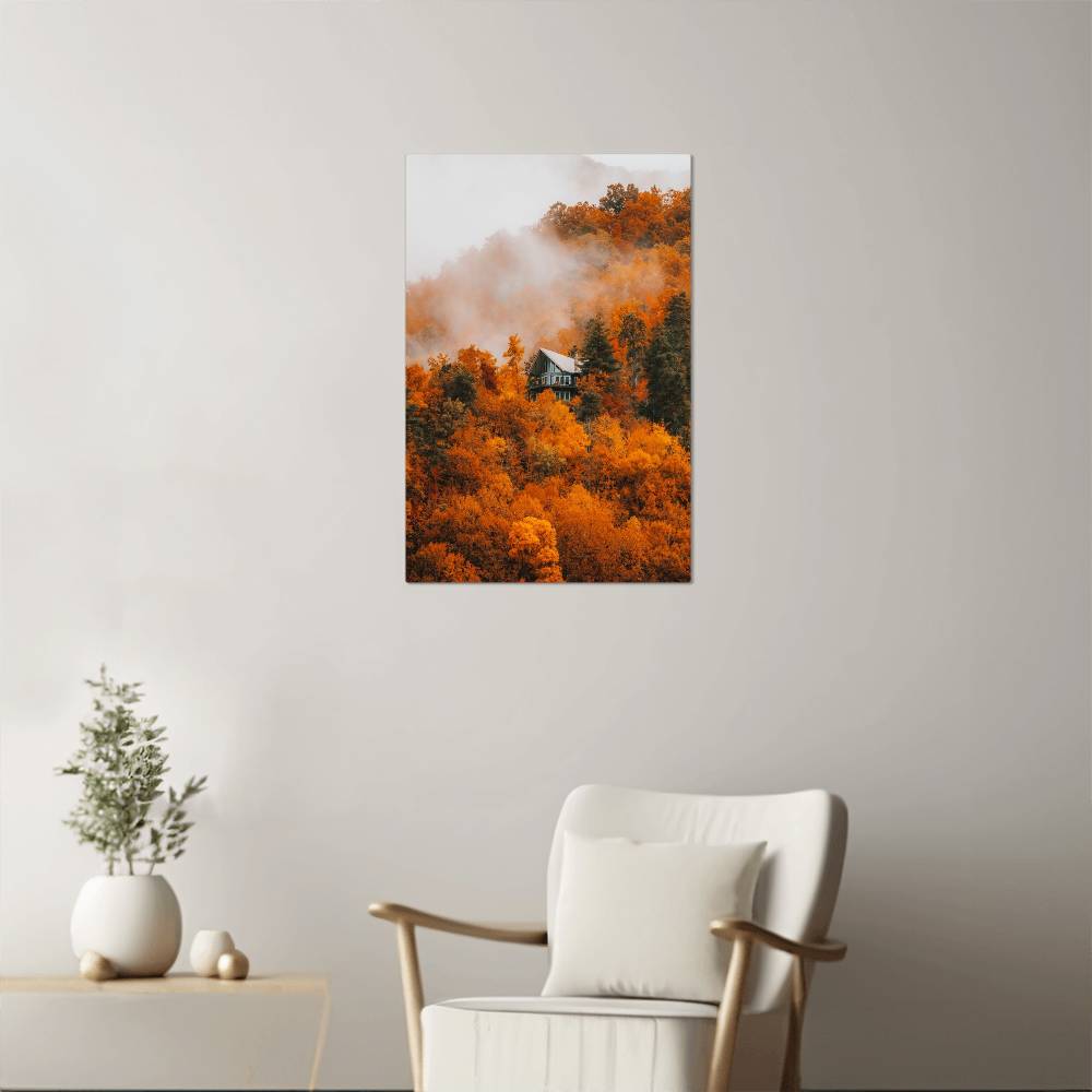 Misty Autumn Forest Metal Print | Fall Wall Art 2024