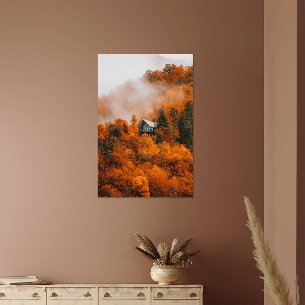 Misty Autumn Forest Metal Print | Fall Wall Art 2024