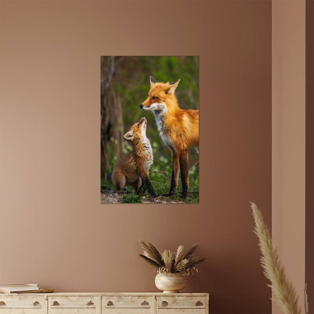 Mother and Baby Fox Metal Print | Wall Art 2024