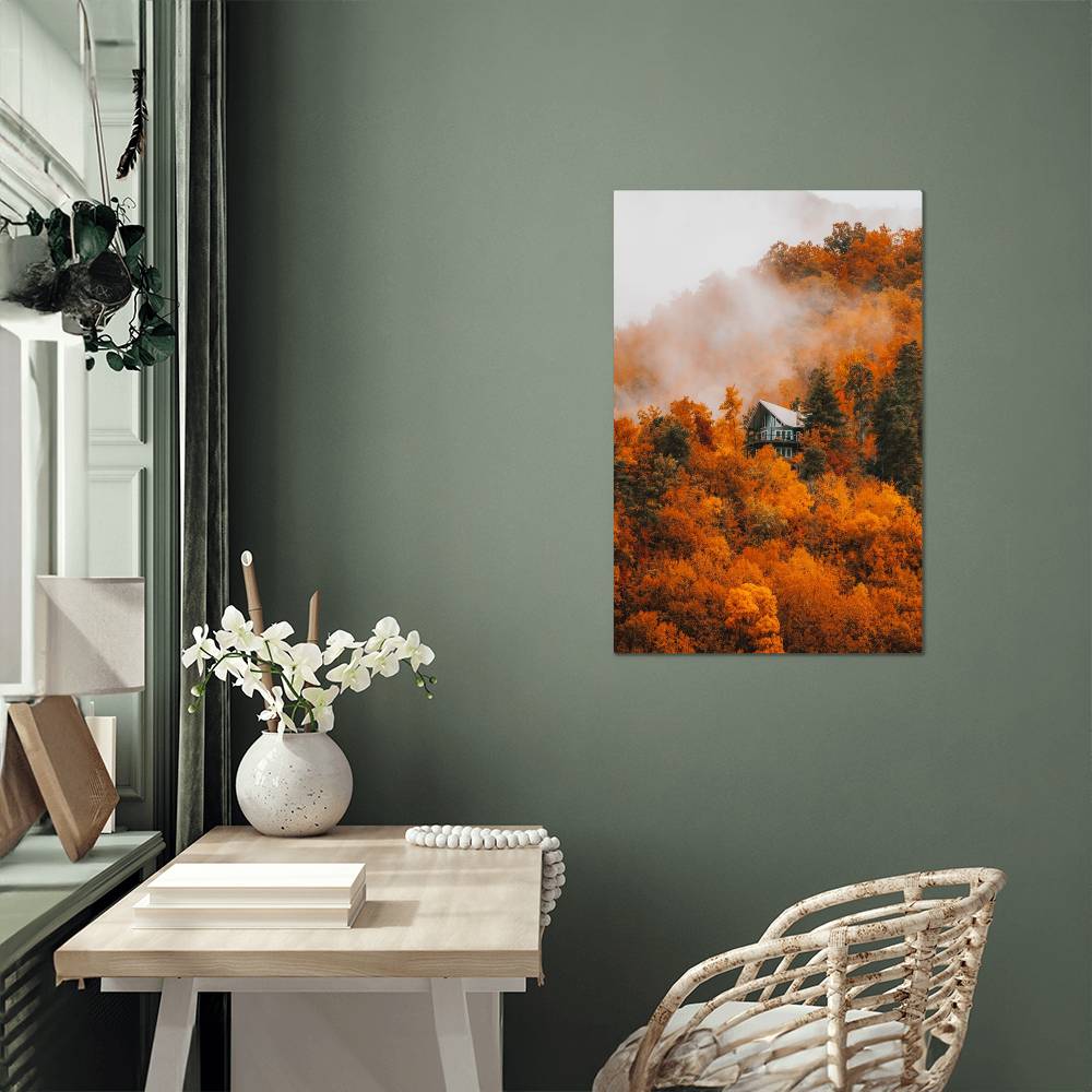 Misty Autumn Forest Metal Print | Fall Wall Art 2024