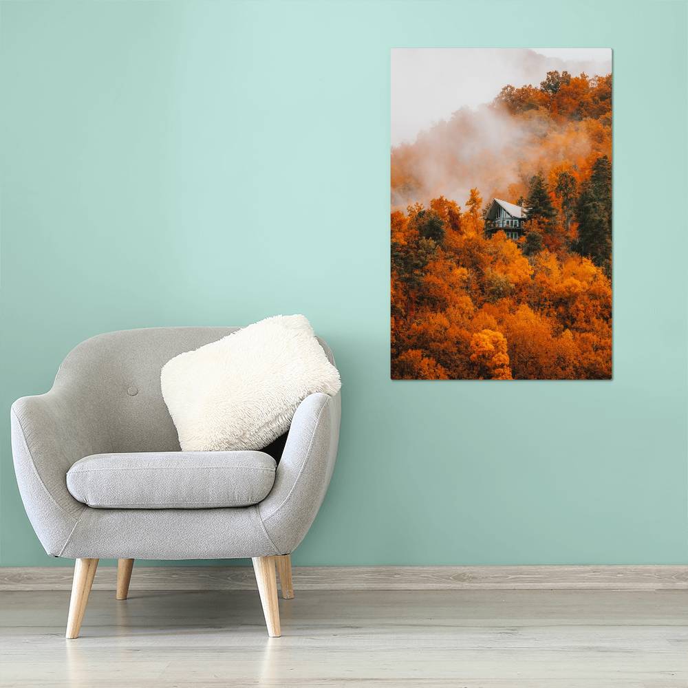 Misty Autumn Forest Metal Print | Fall Wall Art 2024