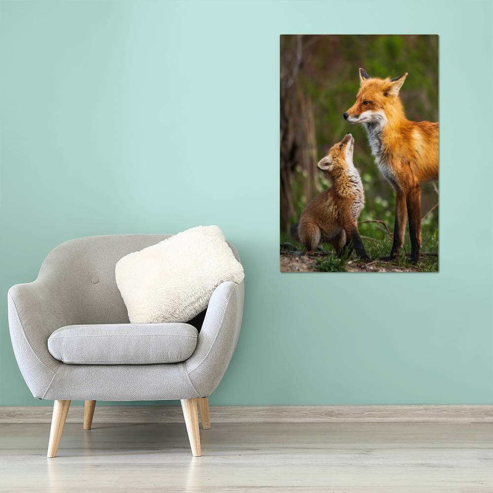 Mother and Baby Fox Metal Print | Wall Art 2024