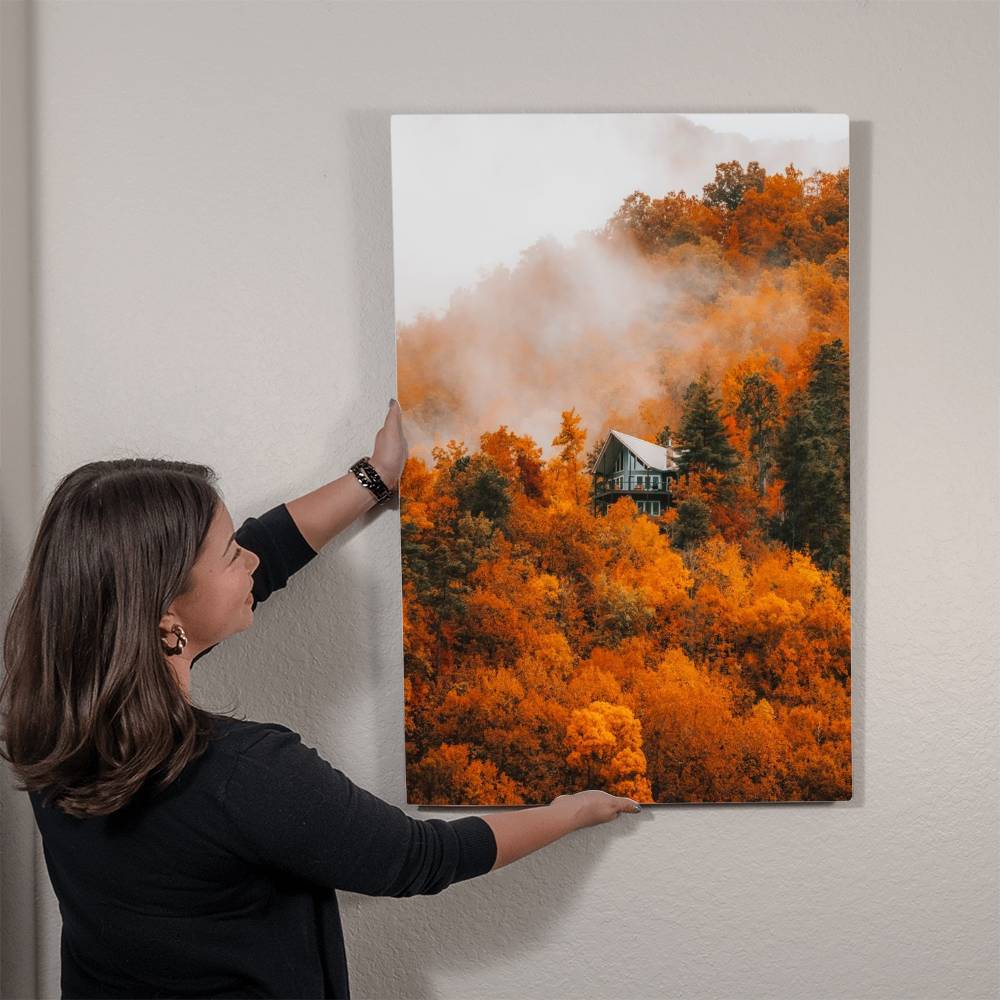 Misty Autumn Forest Metal Print | Fall Wall Art 2024