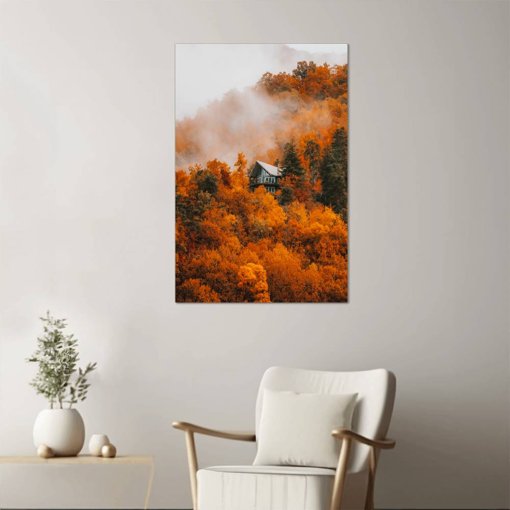 Misty Autumn Forest Metal Print | Fall Wall Art 2024