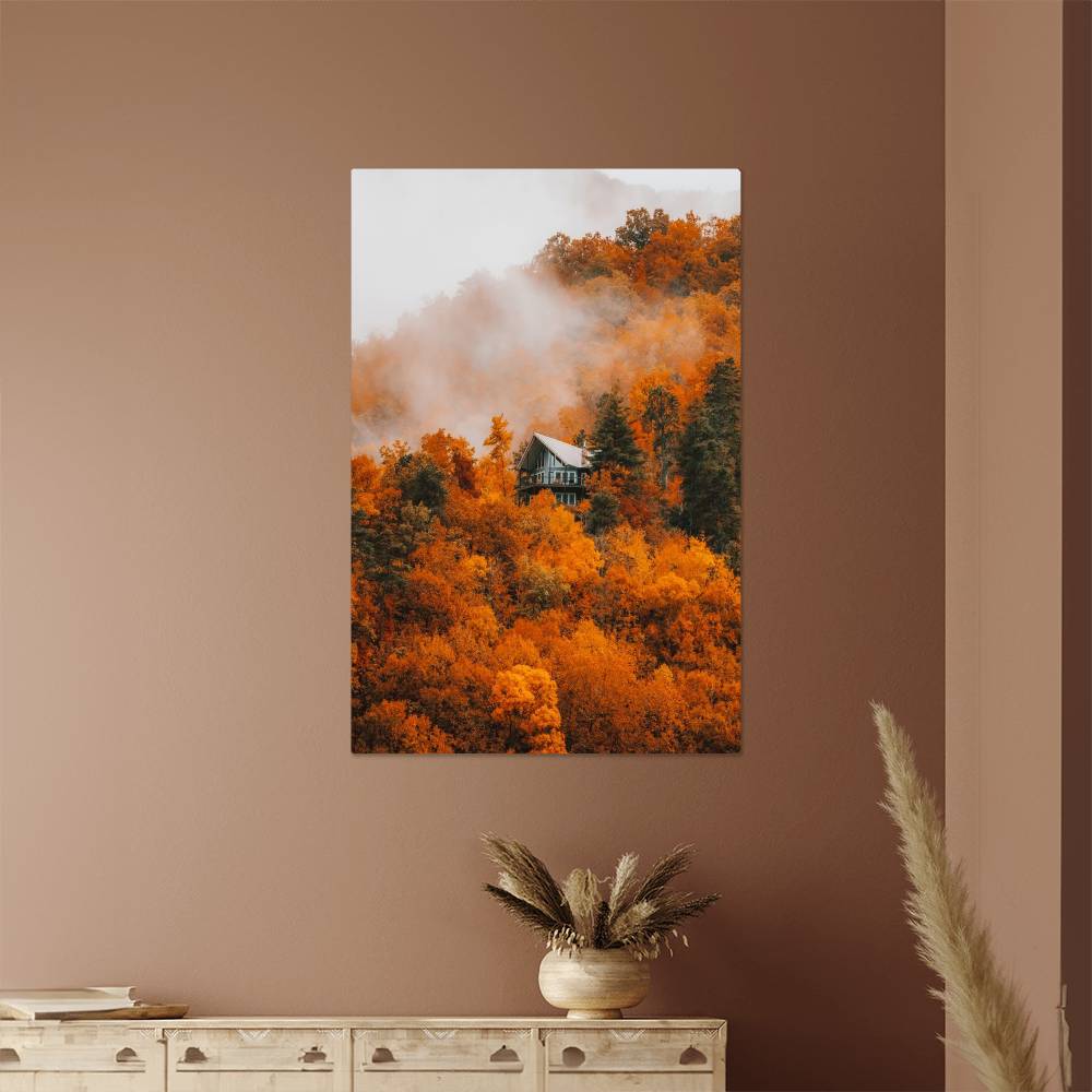 Misty Autumn Forest Metal Print | Fall Wall Art 2024