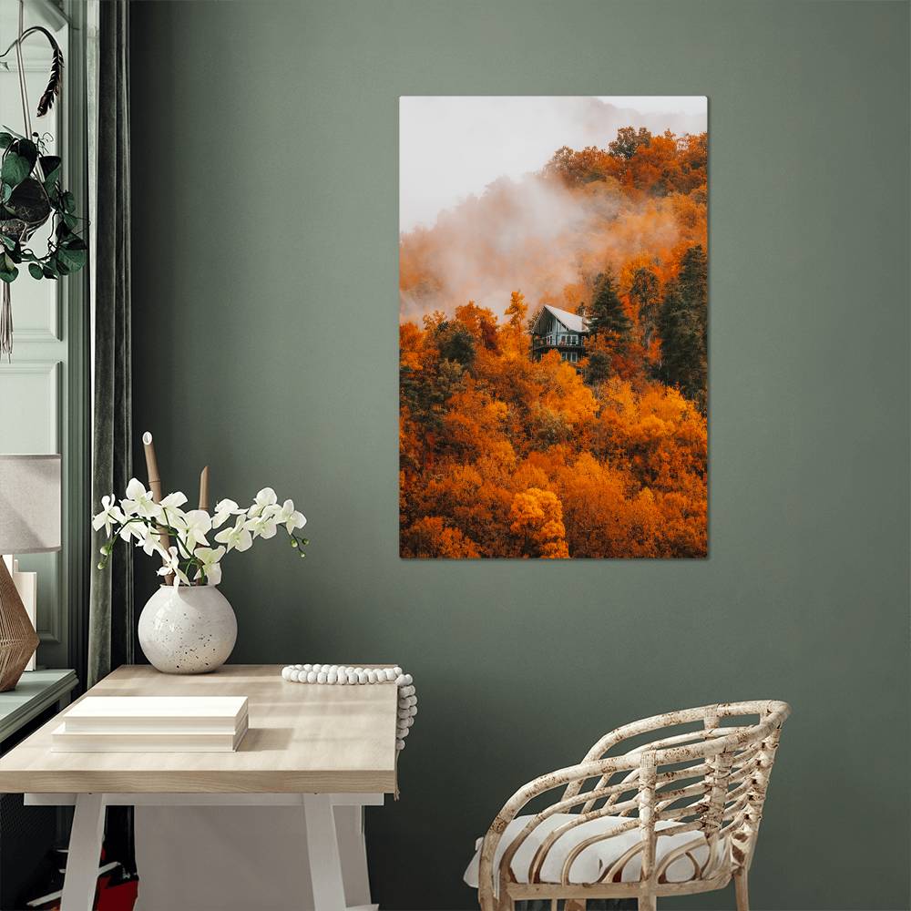 Misty Autumn Forest Metal Print | Fall Wall Art 2024