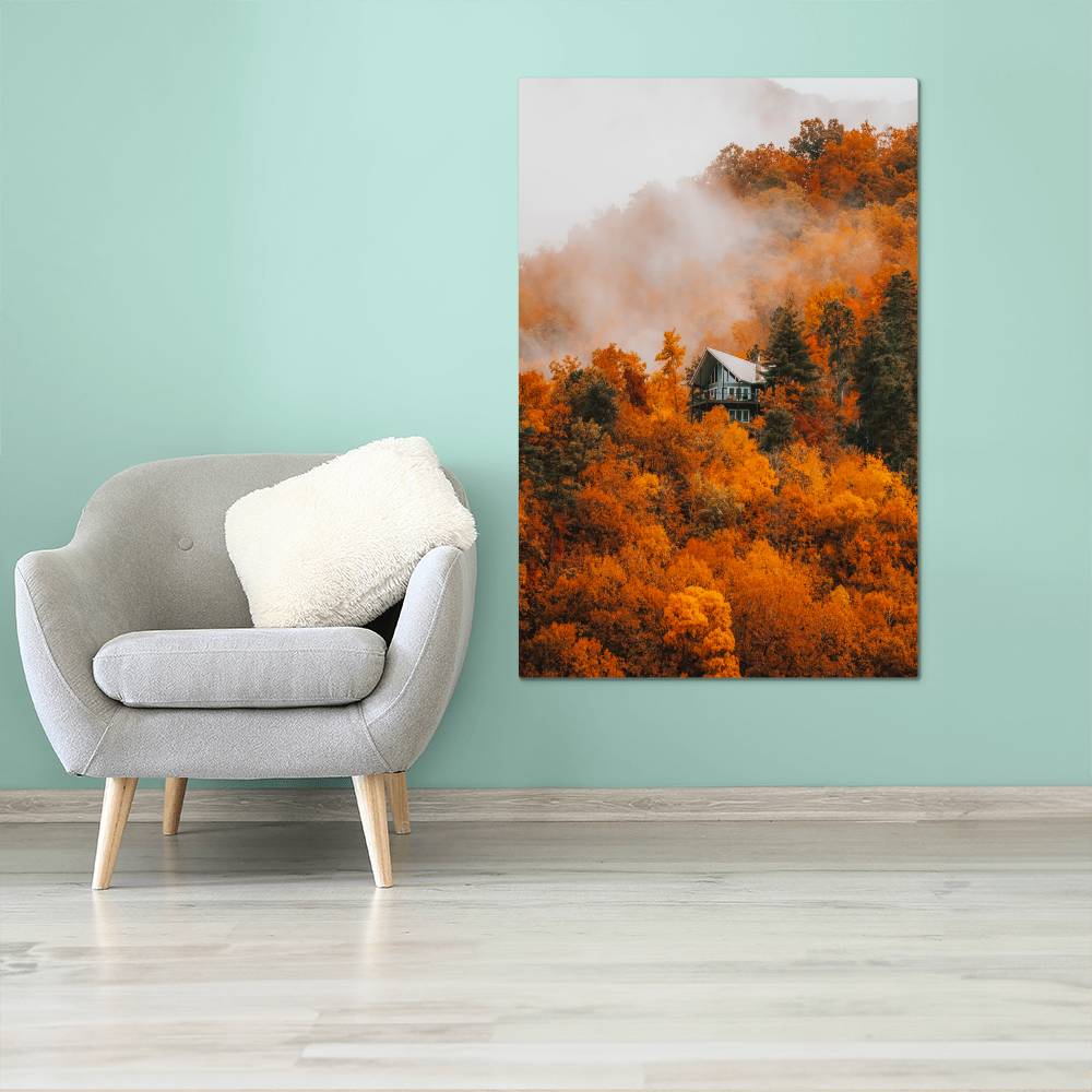 Misty Autumn Forest Metal Print | Fall Wall Art 2024