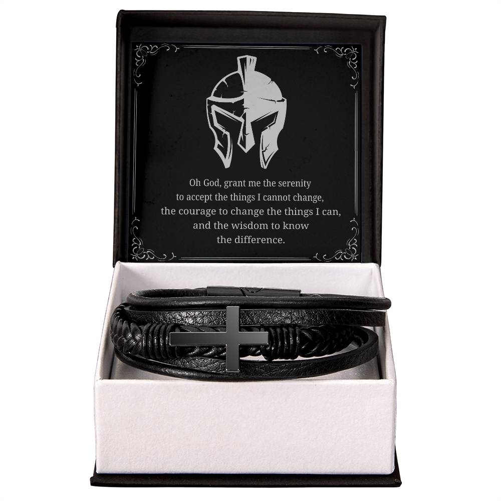 Men's Cross Bracelet with 'The Serenity Prayer' Silver Card | Perfect Christmas Gift for Men