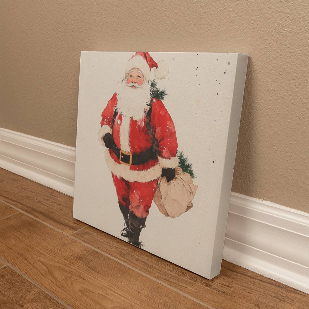 Santa Claus Japandi Style Wrapped Canvas – Perfect Christmas & Winter Decor 2024