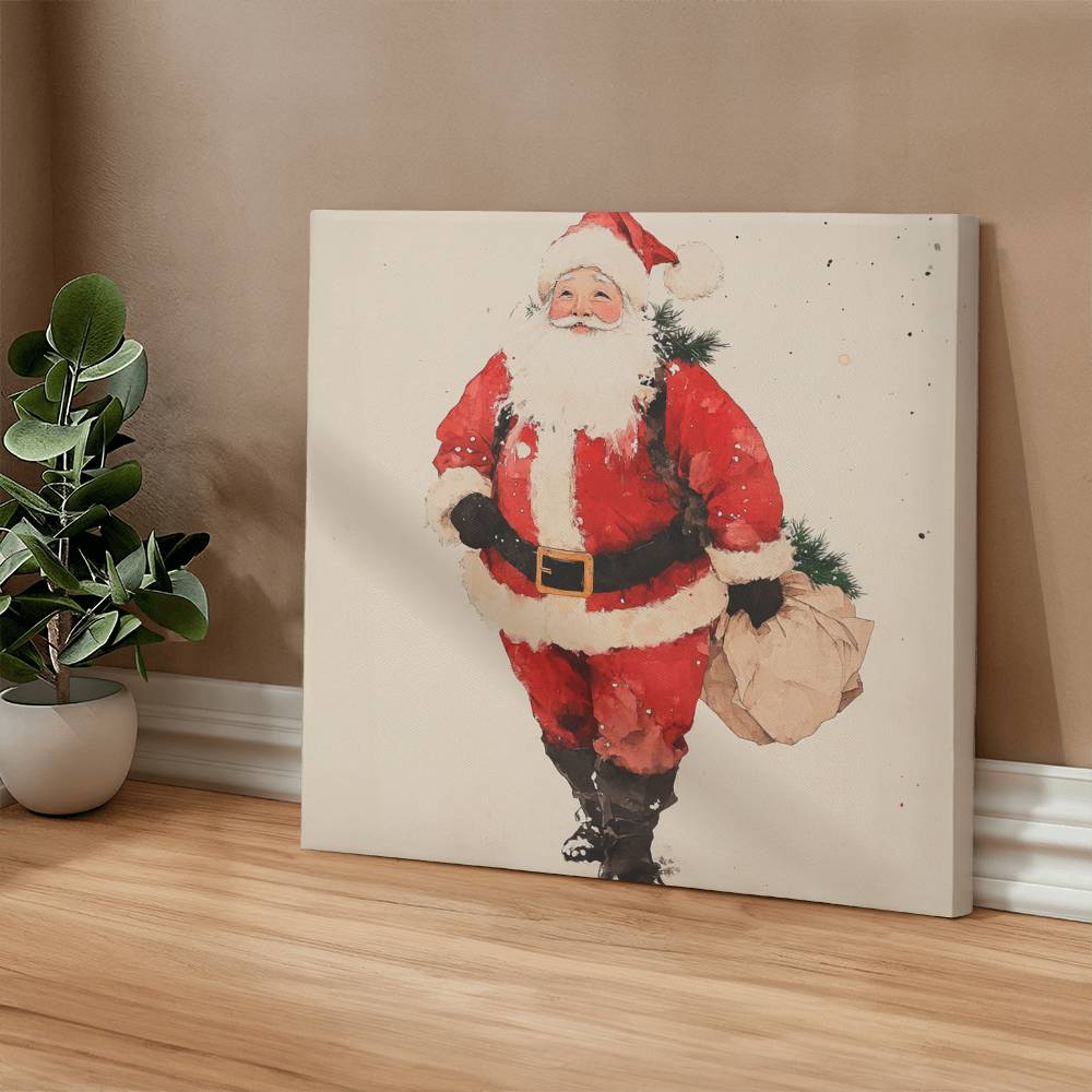 Santa Claus Japandi Style Wrapped Canvas – Perfect Christmas & Winter Decor 2024