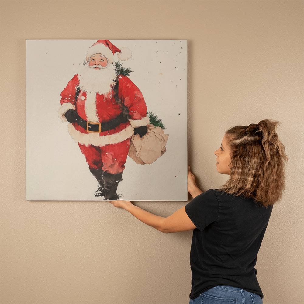 Santa Claus Japandi Style Wrapped Canvas – Perfect Christmas & Winter Decor 2024