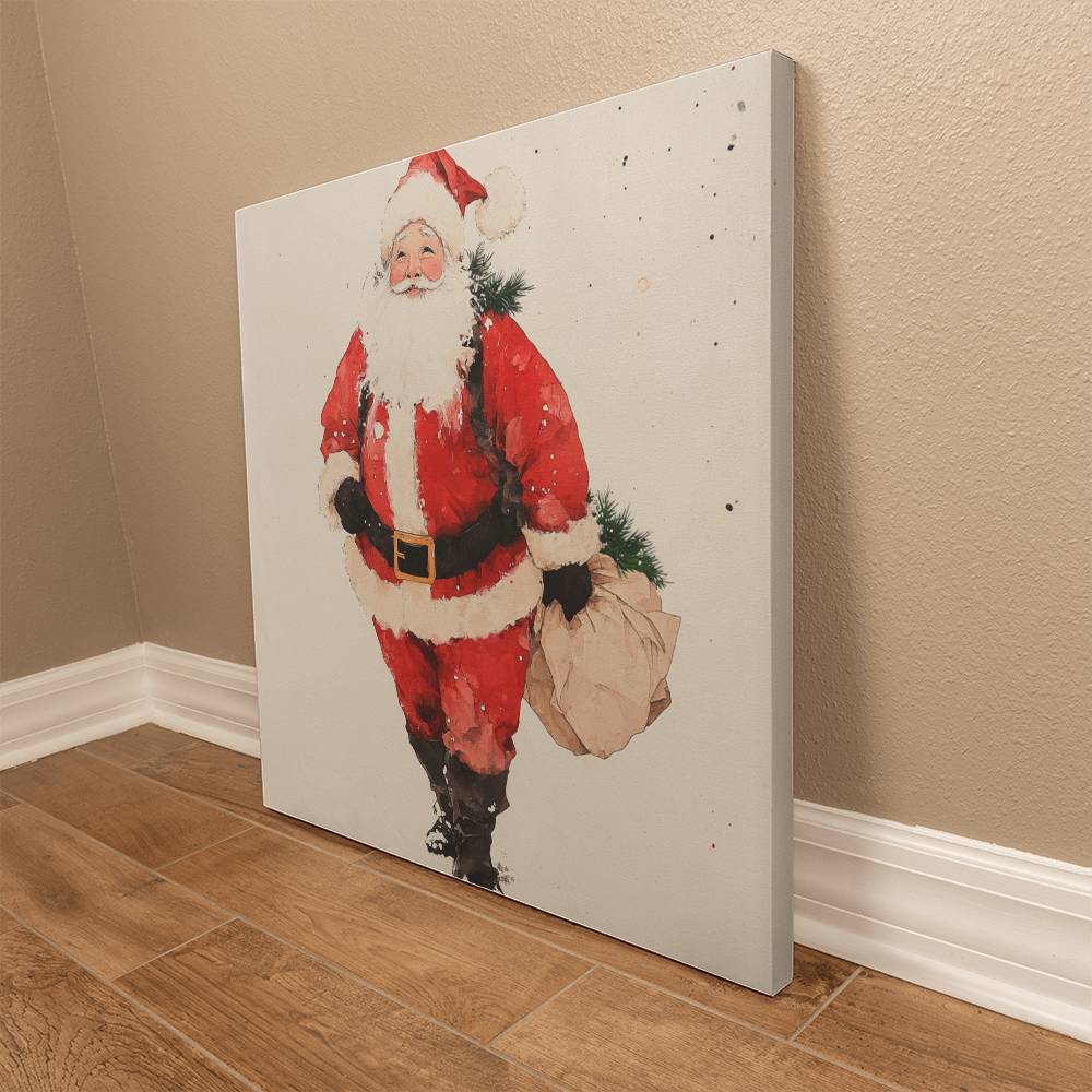 Santa Claus Japandi Style Wrapped Canvas – Perfect Christmas & Winter Decor 2024