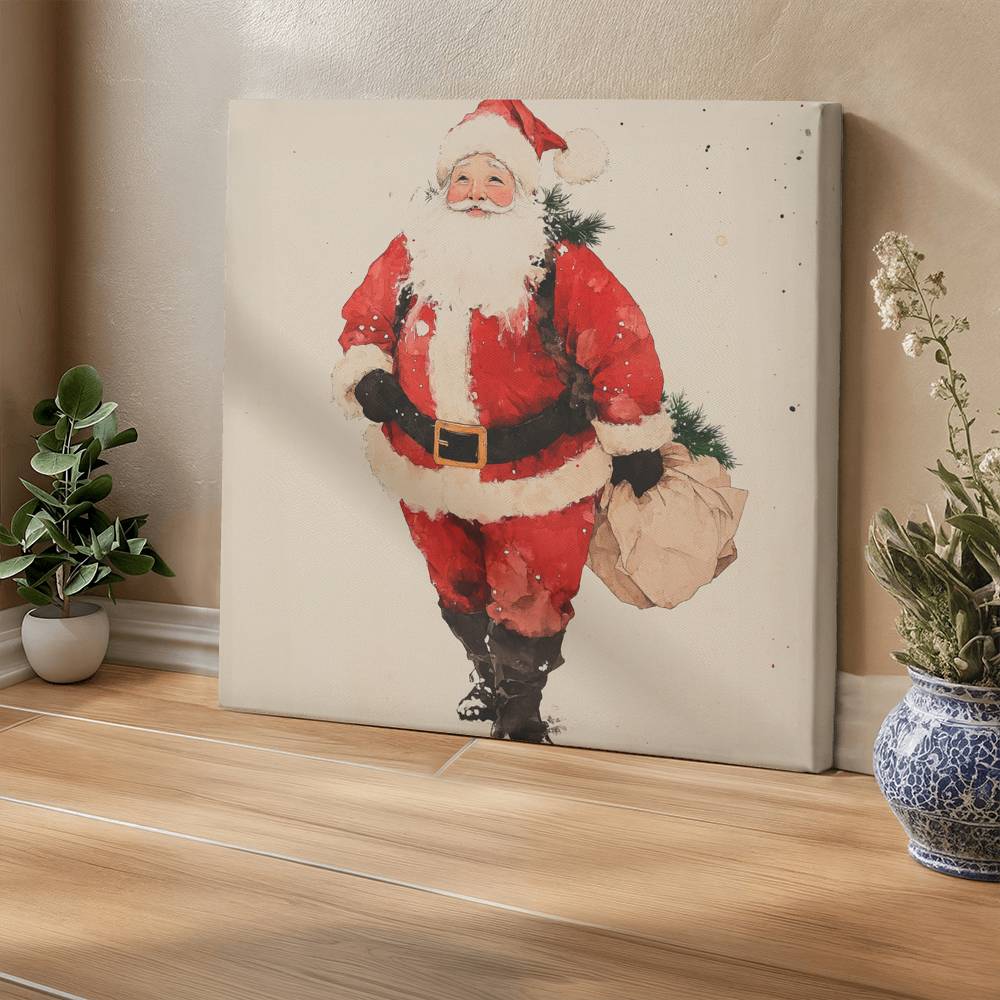 Santa Claus Japandi Style Wrapped Canvas – Perfect Christmas & Winter Decor 2024