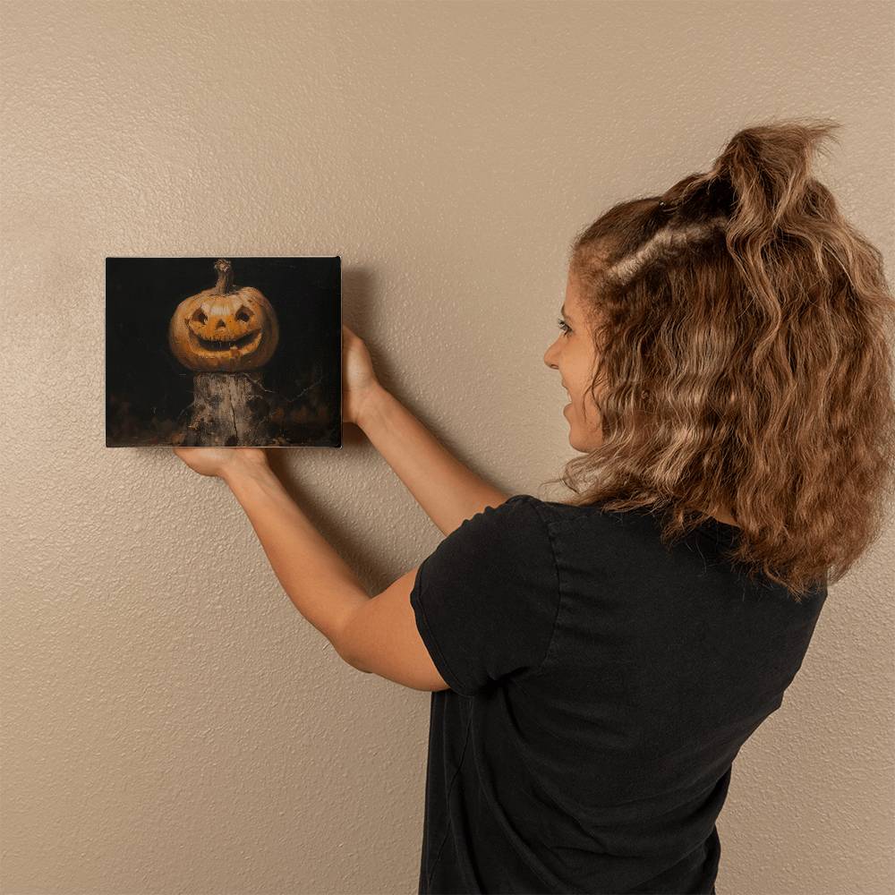 Spooky Pumpkin Printed on Wrapped Canvas | Halloween Decor 2024