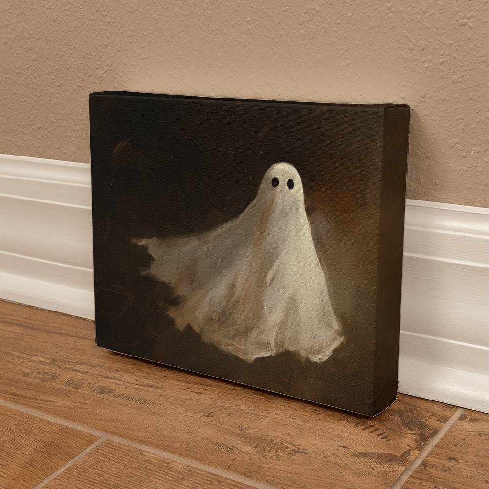 Spooky White Ghost Printed in Wrapped Canvas | Halloween Decor 2024