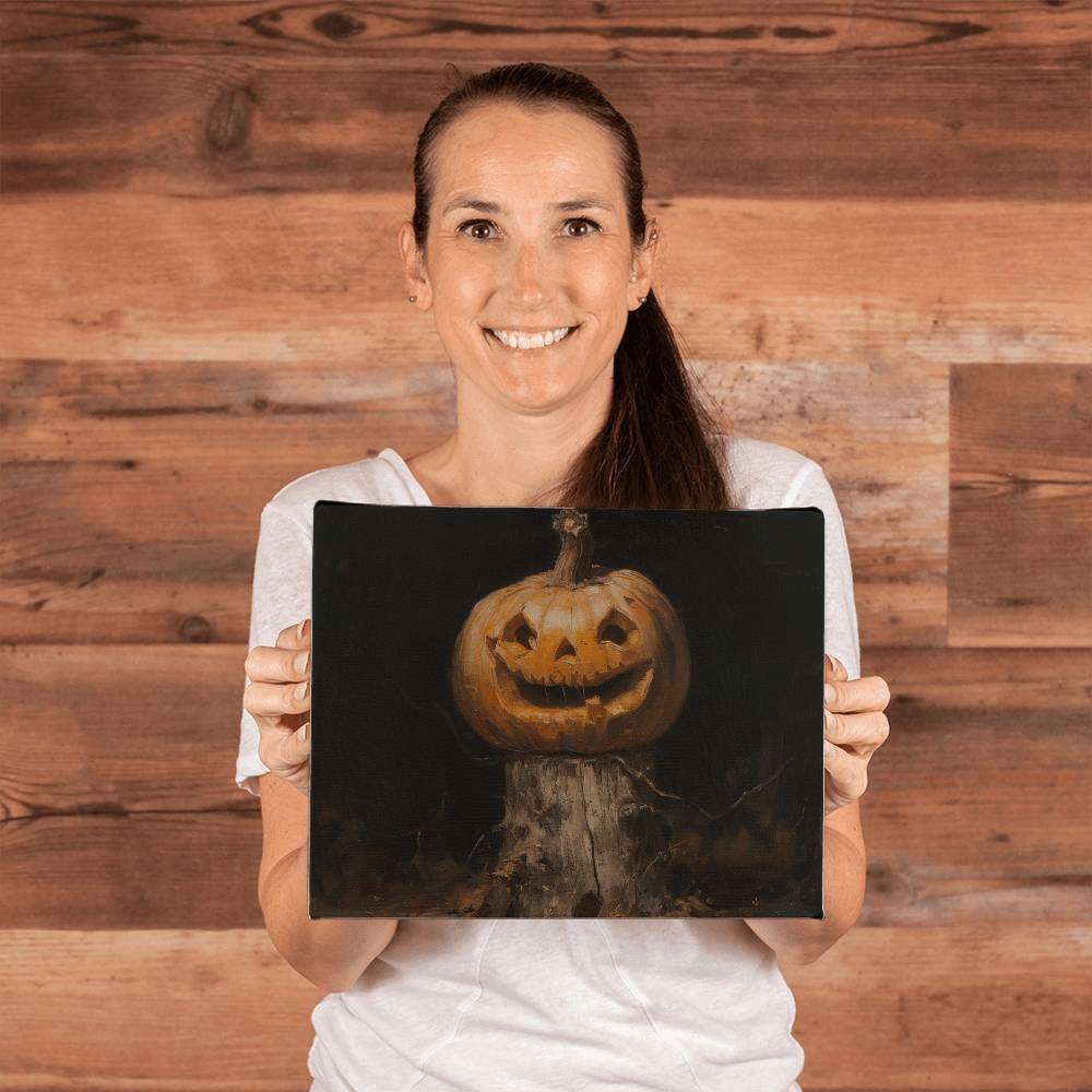 Spooky Pumpkin Printed on Wrapped Canvas | Halloween Decor 2024