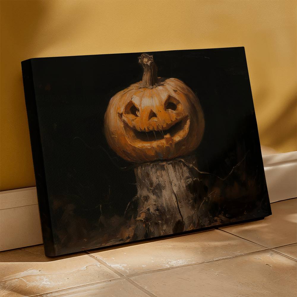 Spooky Pumpkin Printed on Wrapped Canvas | Halloween Decor 2024