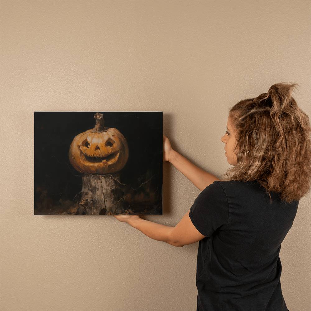 Spooky Pumpkin Printed on Wrapped Canvas | Halloween Decor 2024