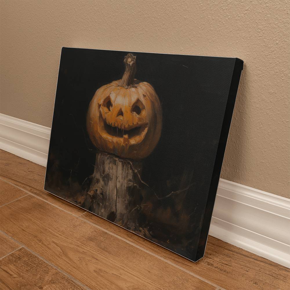 Spooky Pumpkin Printed on Wrapped Canvas | Halloween Decor 2024