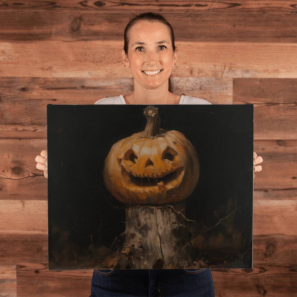 Spooky Pumpkin Printed on Wrapped Canvas | Halloween Decor 2024