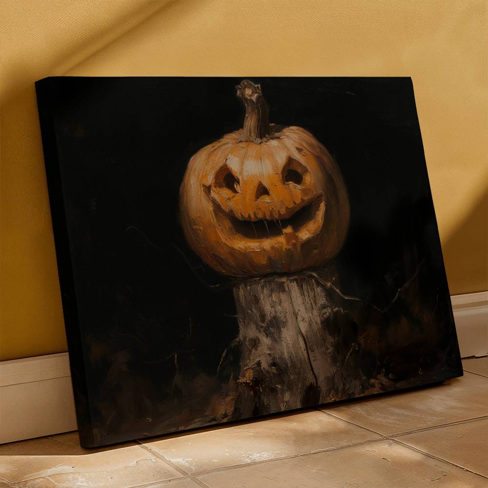 Spooky Pumpkin Printed on Wrapped Canvas | Halloween Decor 2024