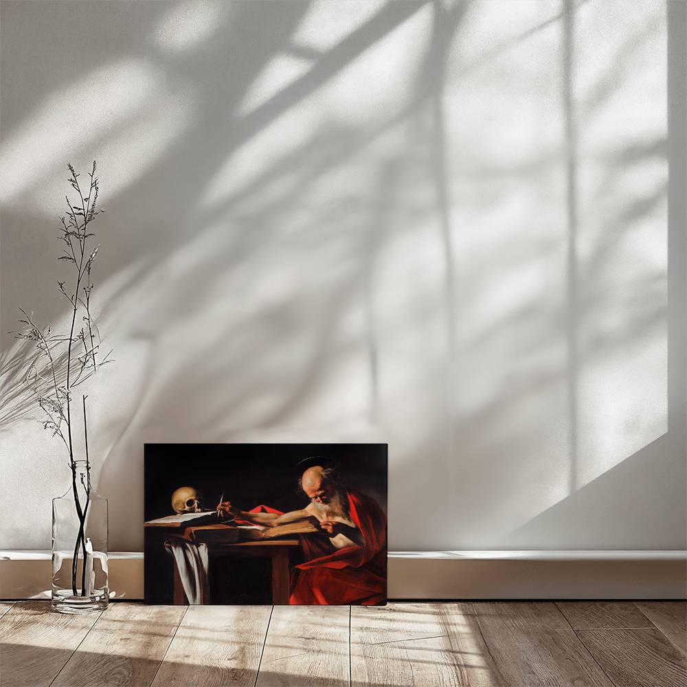 Saint Jerome in His Study by Caravaggio Printed on Wrapped Canvas