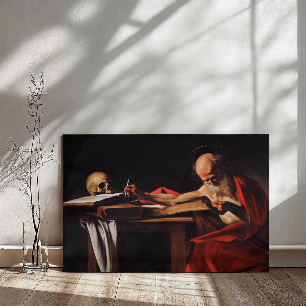 Saint Jerome in His Study by Caravaggio Printed on Wrapped Canvas