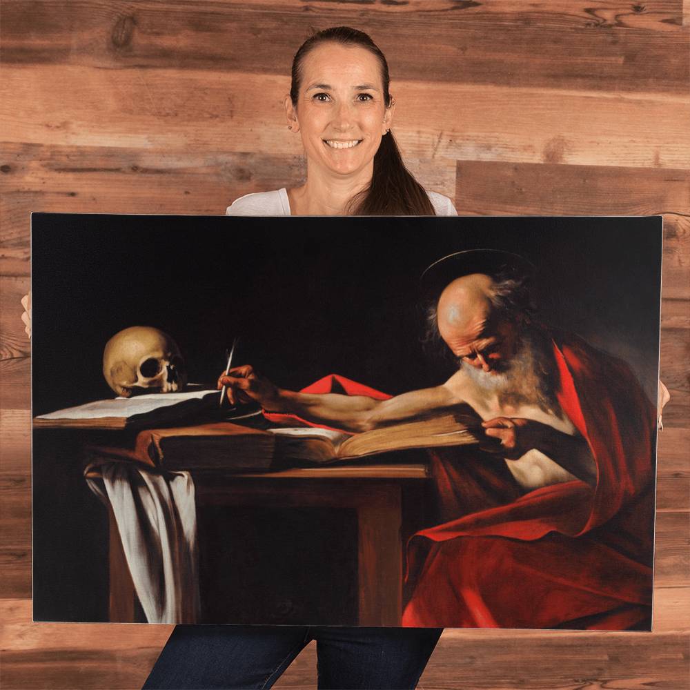 Saint Jerome in His Study by Caravaggio Printed on Wrapped Canvas