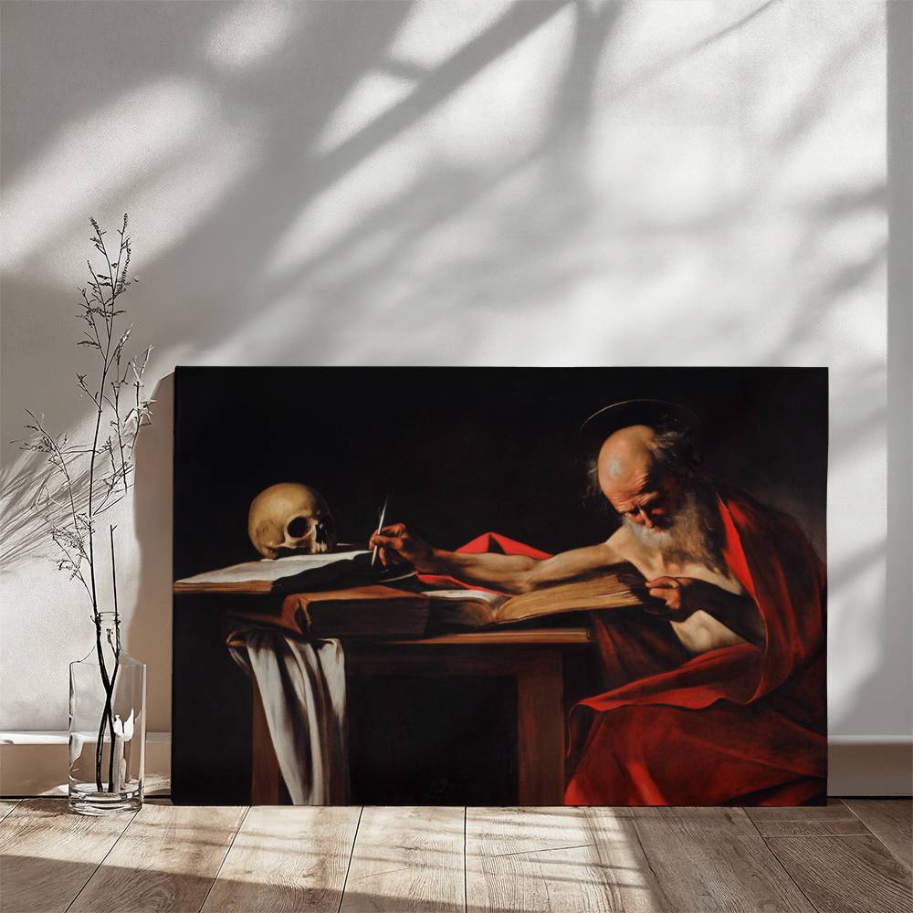 Saint Jerome in His Study by Caravaggio Printed on Wrapped Canvas