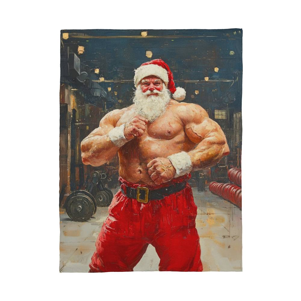 Unique Coral Blanket Featuring Santa Claus as a Gym Bro – Perfect Christmas Gift & Festive Decor