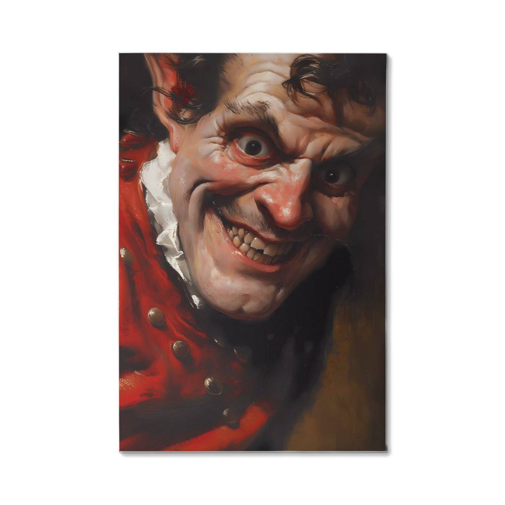 A Man Smirk Painting Printed on Wrapped Canvas | Halloween Decor 2024