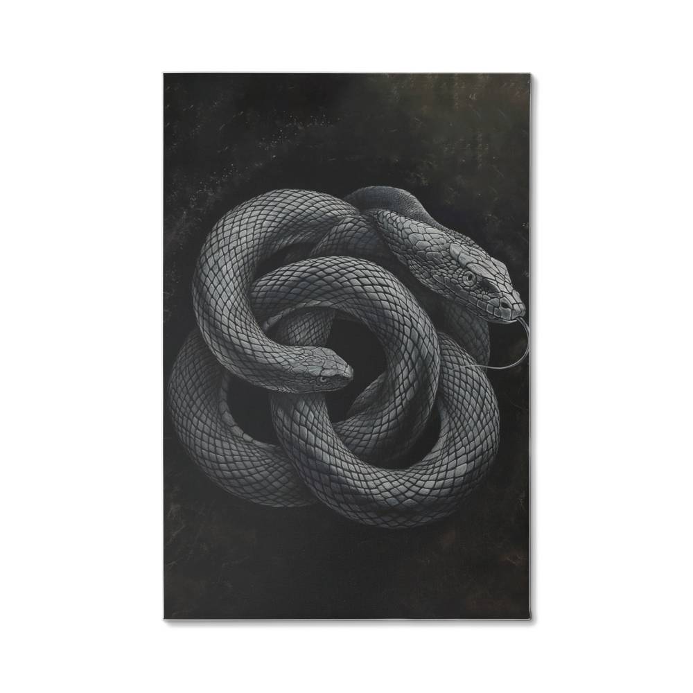 Vivid Black Snake Painting Printed on Wrapped Canvas | Halloween Decor 2024