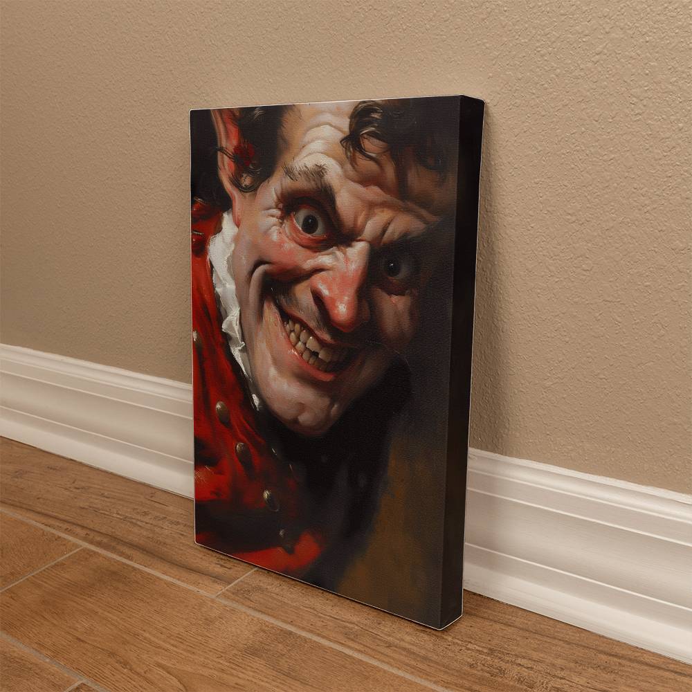 A Man Smirk Painting Printed on Wrapped Canvas | Halloween Decor 2024