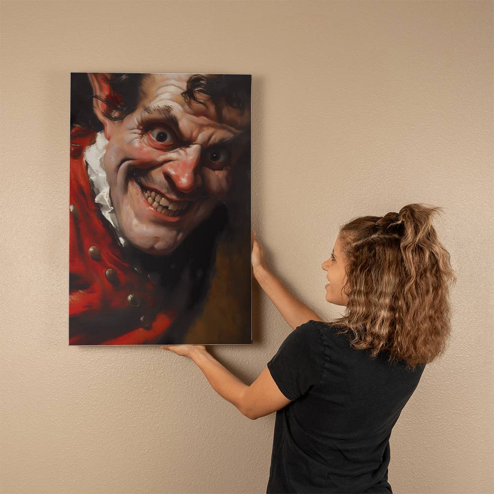 A Man Smirk Painting Printed on Wrapped Canvas | Halloween Decor 2024